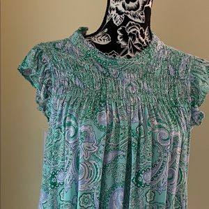 Crown & Ivy Paisley Yoke Top